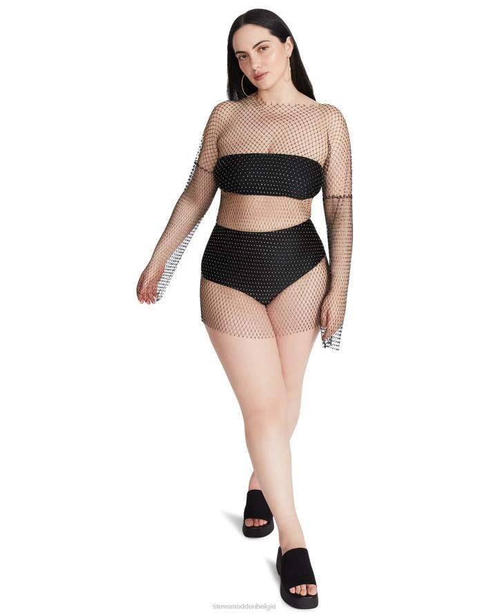 Steve Madden dragen vrouwen Mini-jurkje van mesh met strasssteentjes zwart 2D2L709