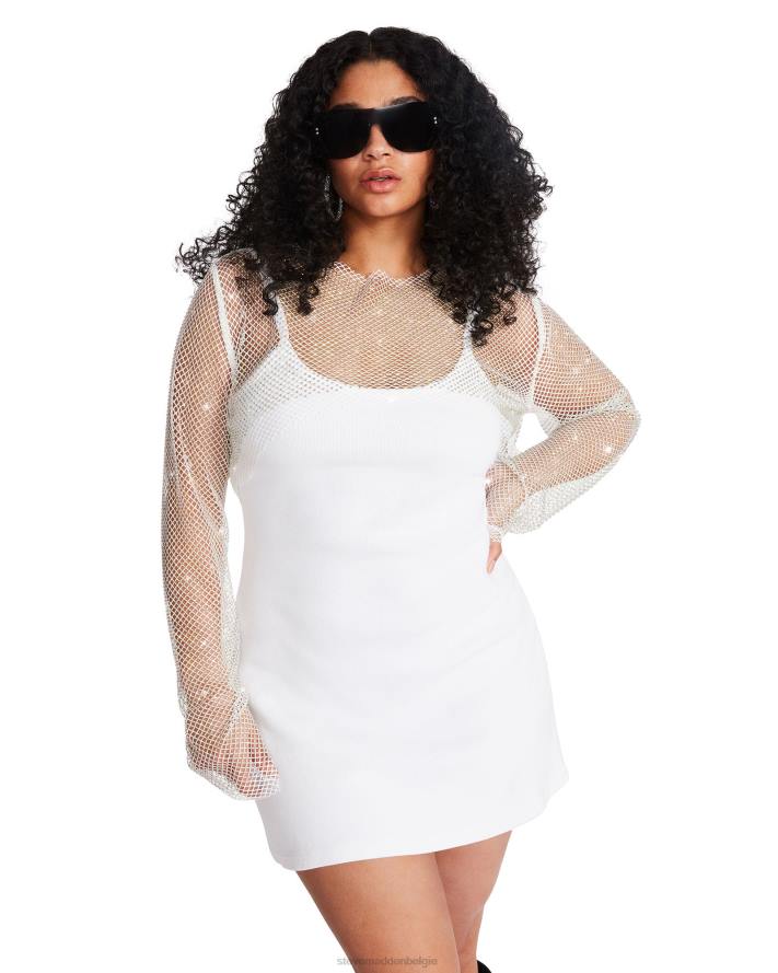 Steve Madden dragen vrouwen bolero van mesh met strasssteentjes wit 2D2L765