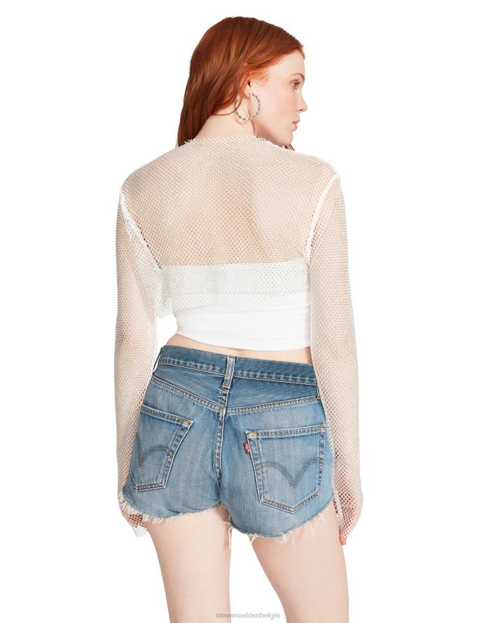 Steve Madden dragen vrouwen bolero van mesh met strasssteentjes wit 2D2L765