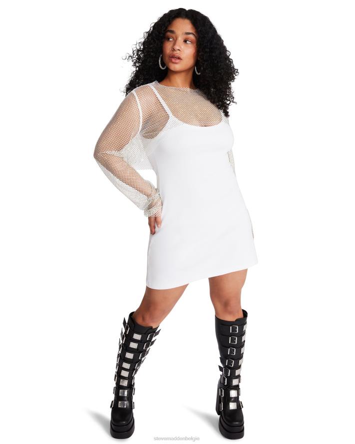 Steve Madden dragen vrouwen bolero van mesh met strasssteentjes wit 2D2L765
