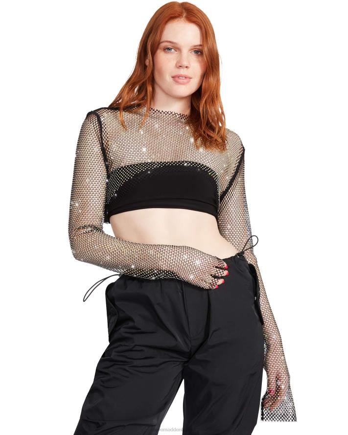 Steve Madden dragen vrouwen bolero van mesh met strasssteentjes zwart 2D2L751