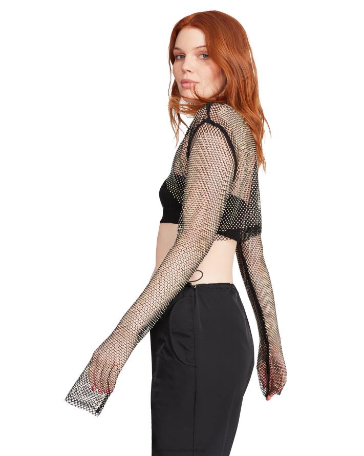 Steve Madden dragen vrouwen bolero van mesh met strasssteentjes zwart 2D2L751