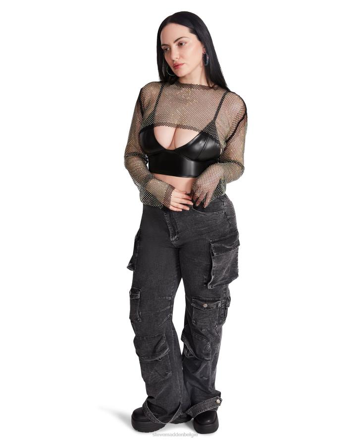 Steve Madden dragen vrouwen bolero van mesh met strasssteentjes zwart 2D2L751