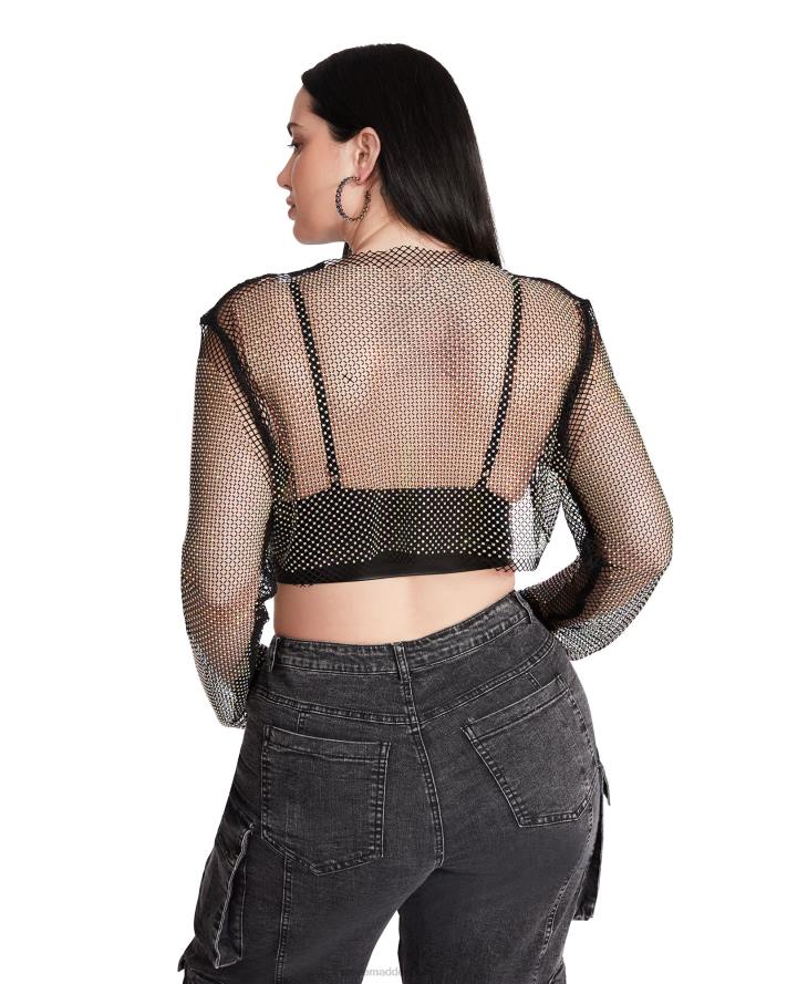 Steve Madden dragen vrouwen bolero van mesh met strasssteentjes zwart 2D2L751
