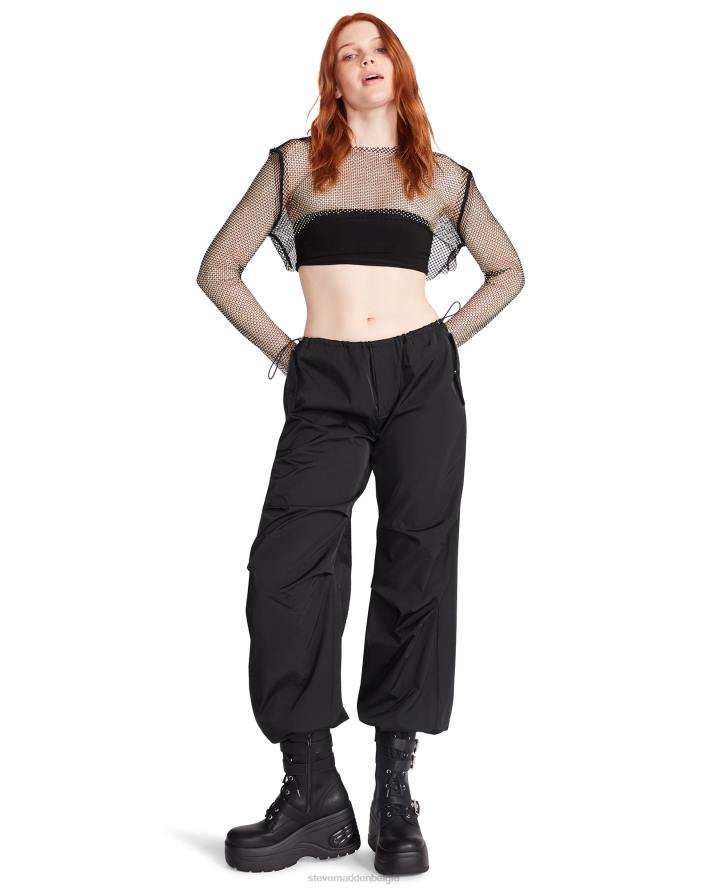 Steve Madden dragen vrouwen bolero van mesh met strasssteentjes zwart 2D2L751